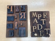 Vintage Printing Press Letters Mounted to Real Weathered Barn Siding