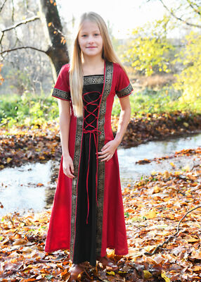 Kinder Fantasy-Mittelalterkleid rot-schwarz ''Eleanor'' Mittelalter Prinzessin 
