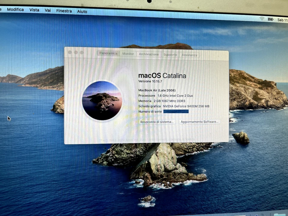 APPLE MACBOOK AIR 13" A1304 LATE 2008 2 DUO RAM 2GB HDD 120GB - Immagine 2 di 3