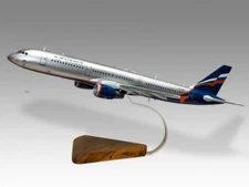 Airbus A321 Aeroflot Desk Wood Airplane New Model Small Scale 1/130