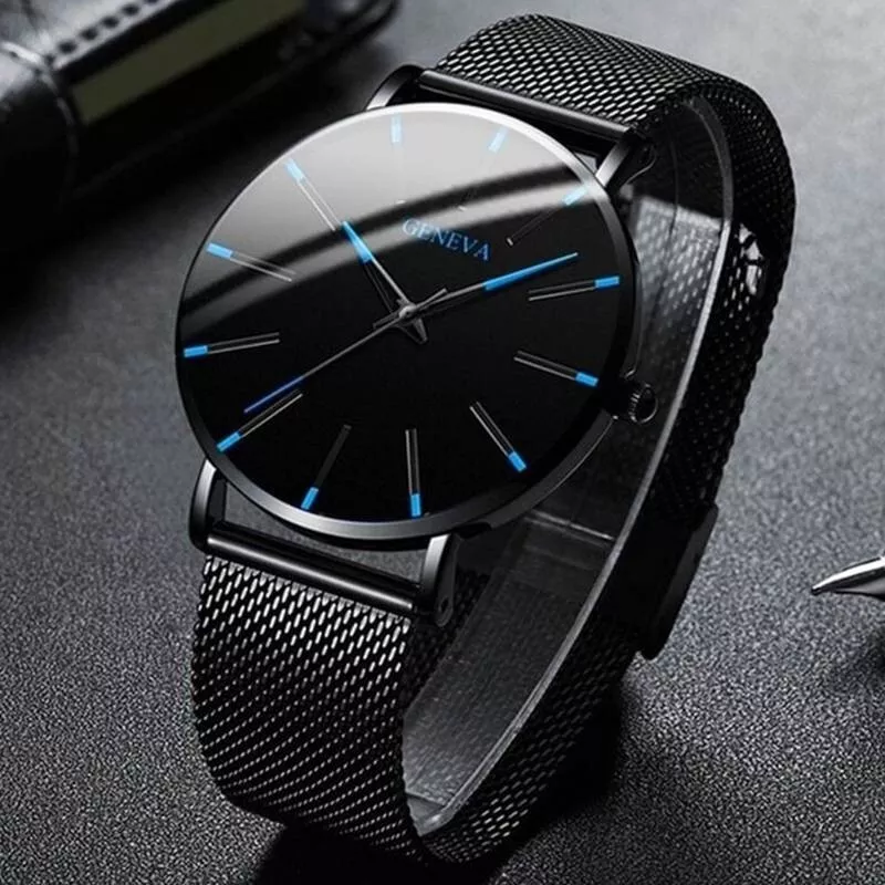 Men s Simple Classic Blue Needle Scale Quartz Watch