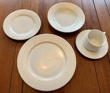 TableTops Unlimited Gallery Capri White Basketweave Choice of Various Pieces 
