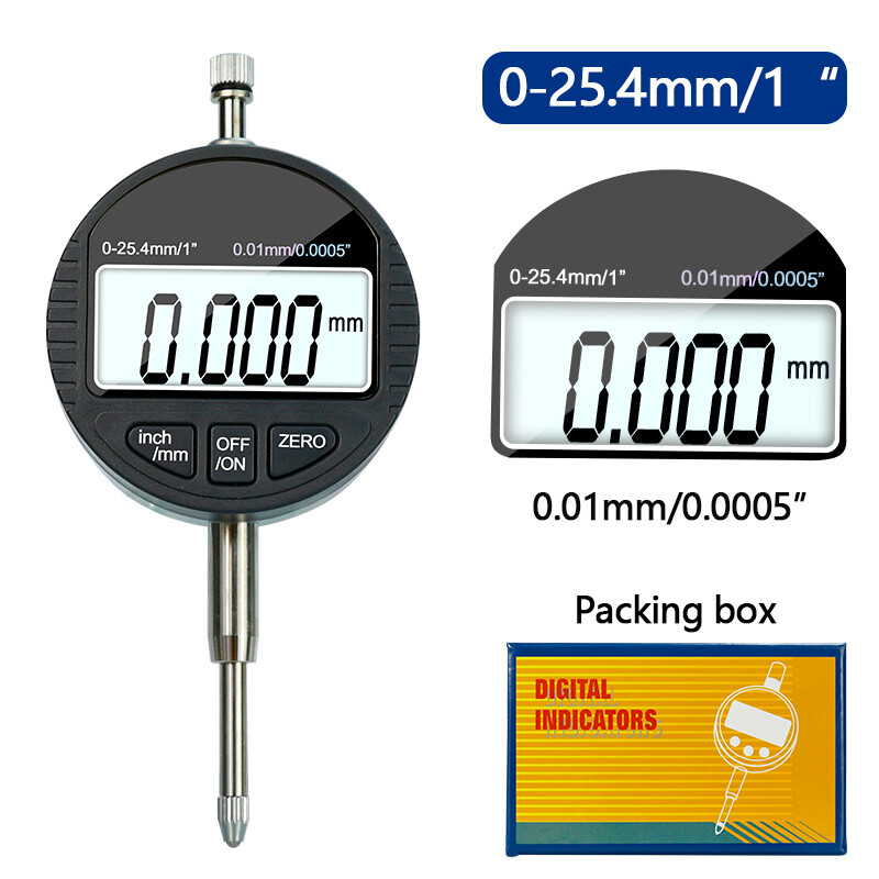 DTI Digital Dial Indicator Probe Test Gauge 0.01mm/0.0005'' Range 1''/0-25.4mm