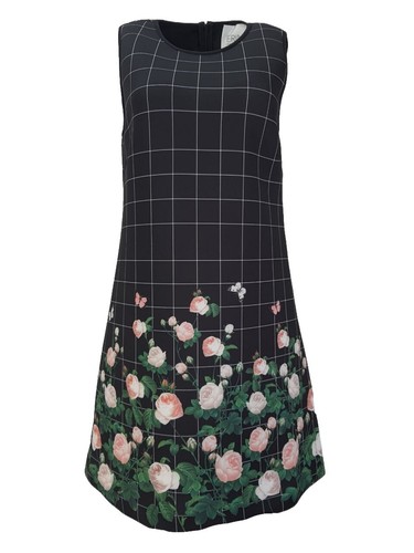 strapless open back dress LARGE ROSE PRINT MESH TIE NECK MAXI DRESS – Tenshoppe-store main image 1