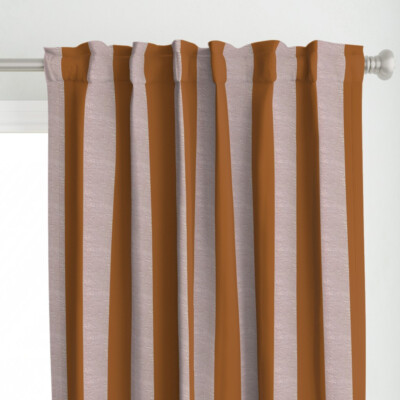 Blush Pink Mustard Stripes Bold Hand Drawn Stripe Printed Custom Curtain Panel