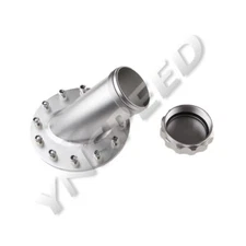 45 Degree Billet Aluminum Fuel Cell Fast Fill Filler Neck 12 Bolt Flange Silver