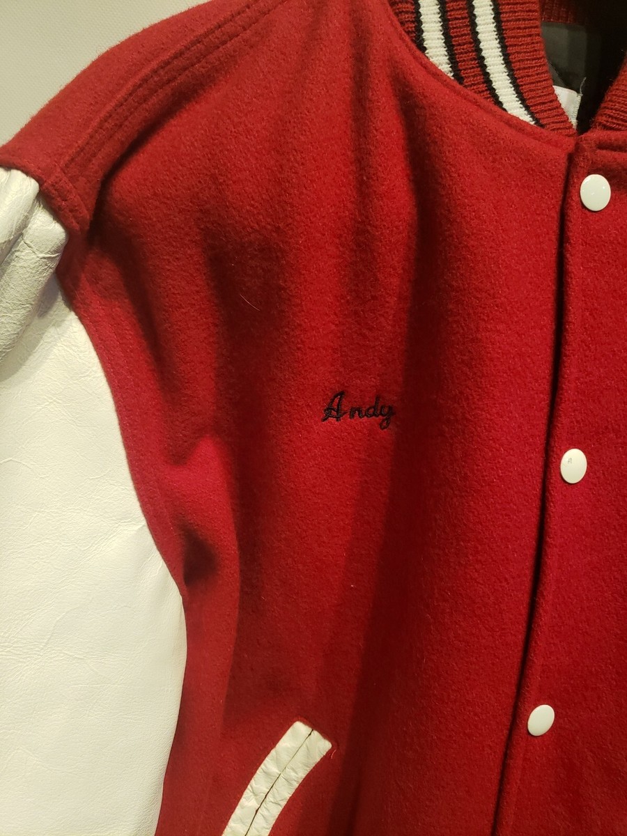 Vtg Alma Cardinals Andy Varsity Leather Letterman Football Jacket