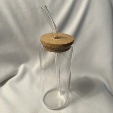 New Glass Tumbler With Silicone Gasket Sealed Lid and Glass Straw 7 Pint Size