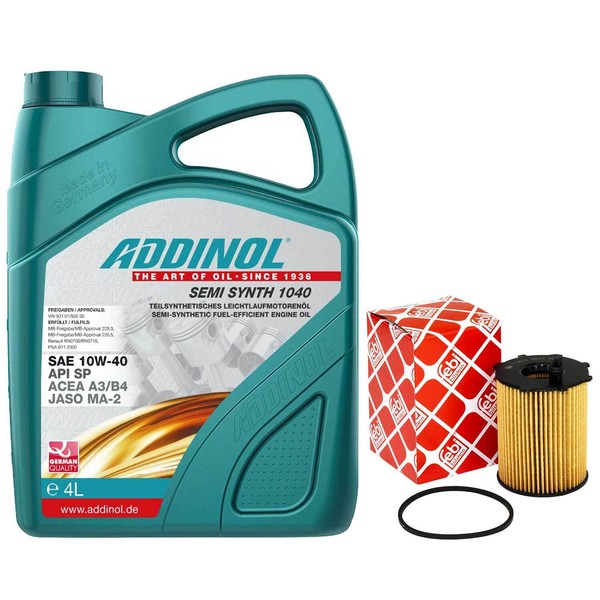 MotoröL Set 10W-40 Addinol 4 Liter + ÖLfilter 172618 FüR Citroen Mazda Peugeot-image