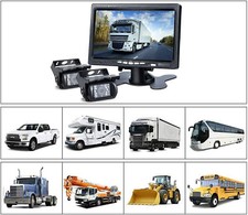 12-24v 2 X Reversing Camera + 7" Lcd Monitor Car Rear View Kit For Truck Bus 20m