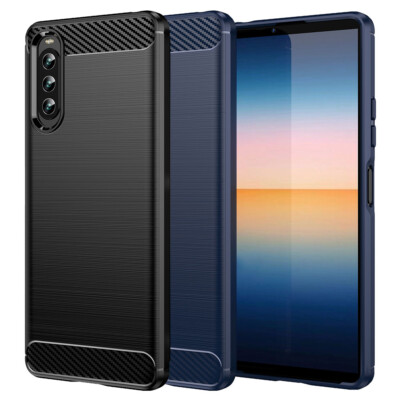 TPU Carbon Case für Sony Xperia 10 IV Fiber Skin Brushed Schutz Hülle Gebürstet