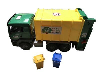 Vintage 2009 Bruder Man Rear Loading Recycling Trash Garbage Truck - Fast Ship!