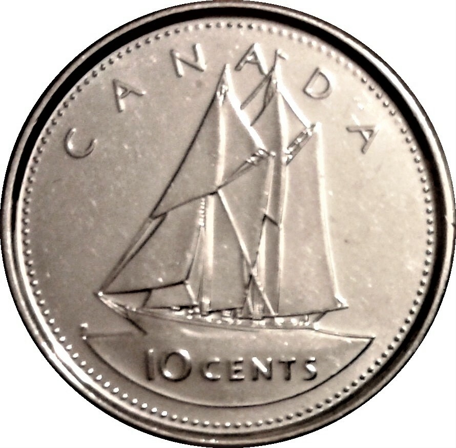 🇨🇦 Canada 10 cents coin, Bluenose Schooner Dime, Queen's Jubilee