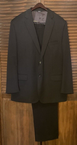 Pronto Uomo Platinum 2 Pc Black Wool Suit 44L Pant