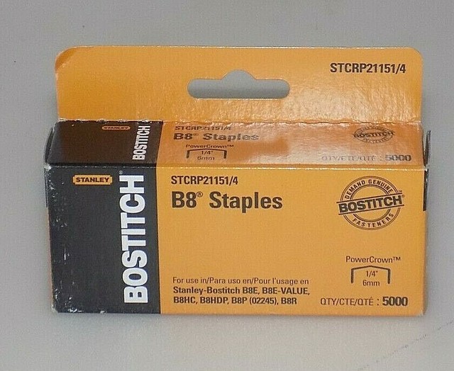 Bostitch B8 PowerCrown Premium Staples 1/4" Leg Length 5000/Box