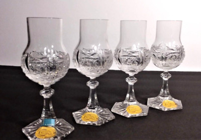 Set Of 4 Riedel Austria Cut Crystal Cordials Glasses - New Old Stock