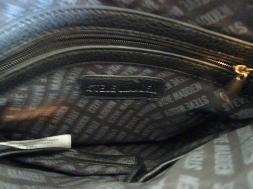 Steve Madden Women's Black Crossbody Handbag/Purse-GoldTone Hardware-Wide Strap - Picture 10 of 13