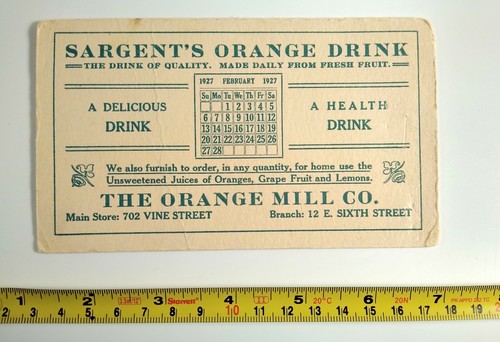 Sargent's Orange Drink The Orange Mill Company Advertising Card Blotter 1927 - 第 3/3 張圖片
