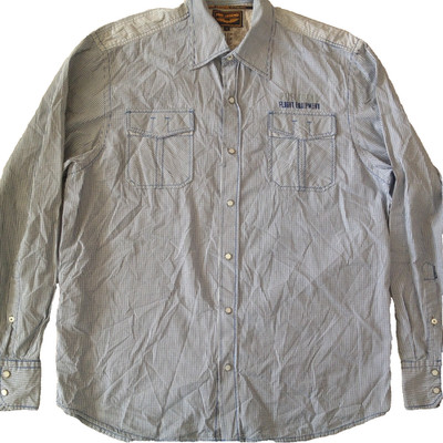 PME LEGEND COTTON MEN'S L/S WESTERN CASUAL SHIRT BLUE PLAID XLARGE XL