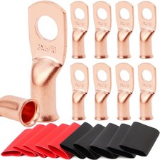 10pcs 6 AWG-5/16 Battery Lugs, Battery Cable Ends, Heavy Duty Copper Wire Lugs