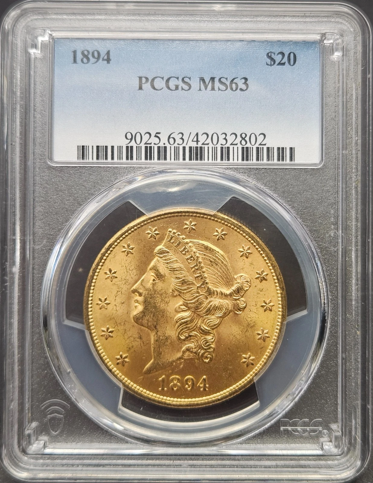 1894 $20 Gold Liberty Double Eagle PCGS MS 63, “Striking Elegance"!