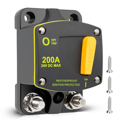 200A Manual Reset Circuit Breaker for 12-24V Car, RV, Marine, Solar Systems