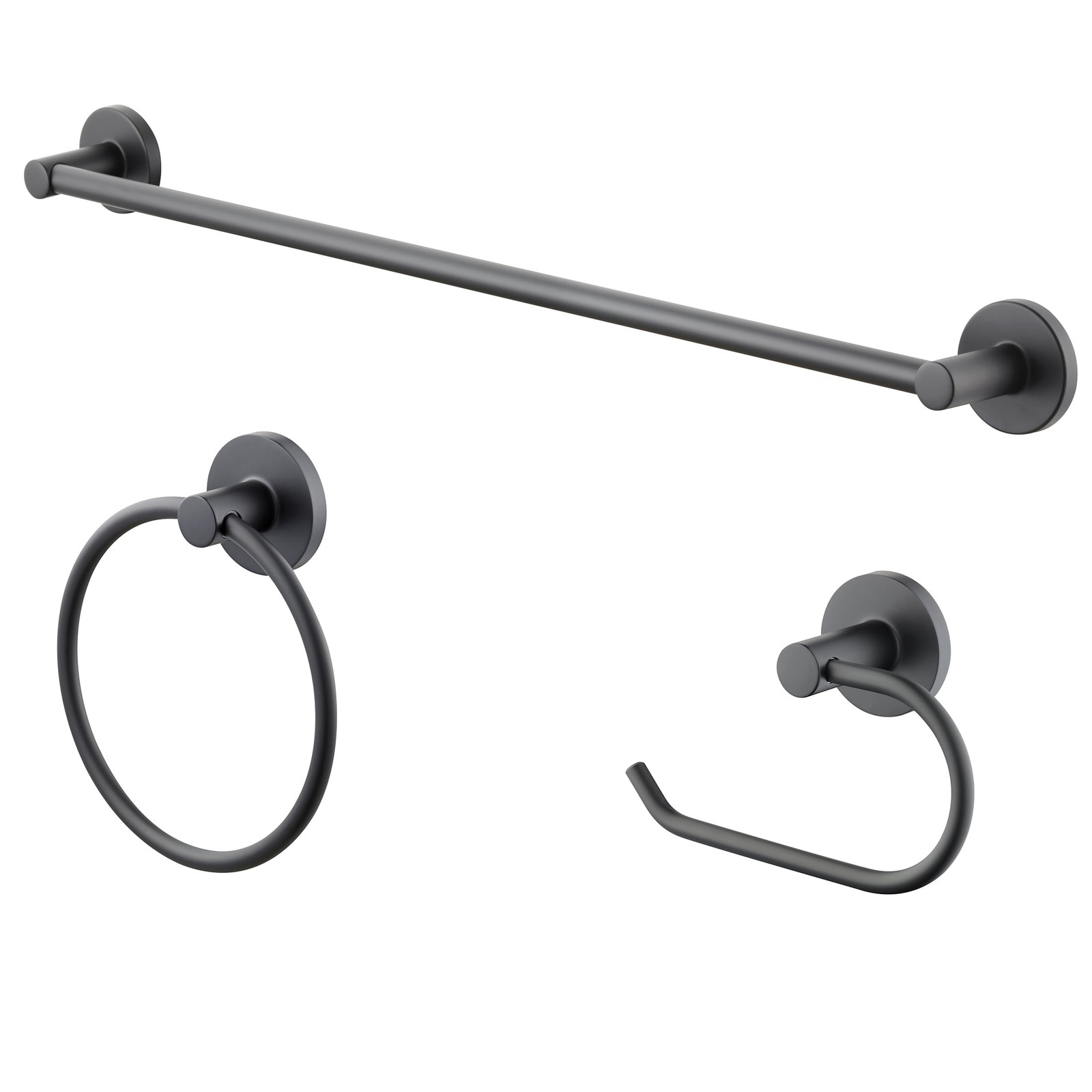 Modern Round 3-Piece Bath Accessory Kit in Matte Black