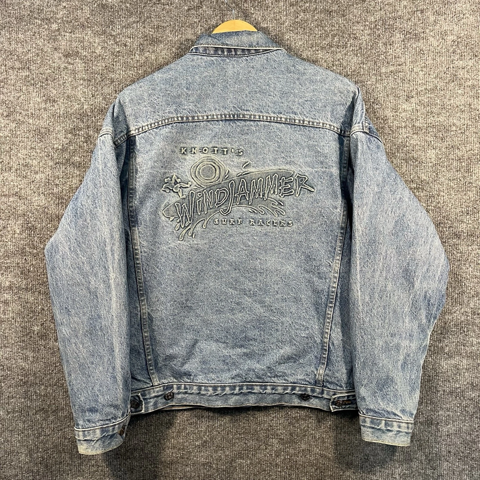 Vintage Tyca Embossed Denim Jacket Made USA Mens Large Knotts Berry Farm 90s