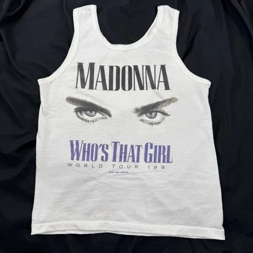 Madonna Concert T Shirt Tank Top Womens Small Whos T 1980s vintage concert t-shirt, vintage, size S, single stitch, B+ condition