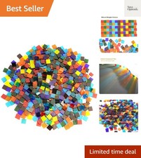 Transparent Square Glass Mosaic Tiles Pieces Stained Glass for Crafts, Mixed ...