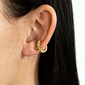 Authentic 1 Pair Woman 18K Gold Plated Beaded Earring Ear Cuff Cartilage Non Pierced