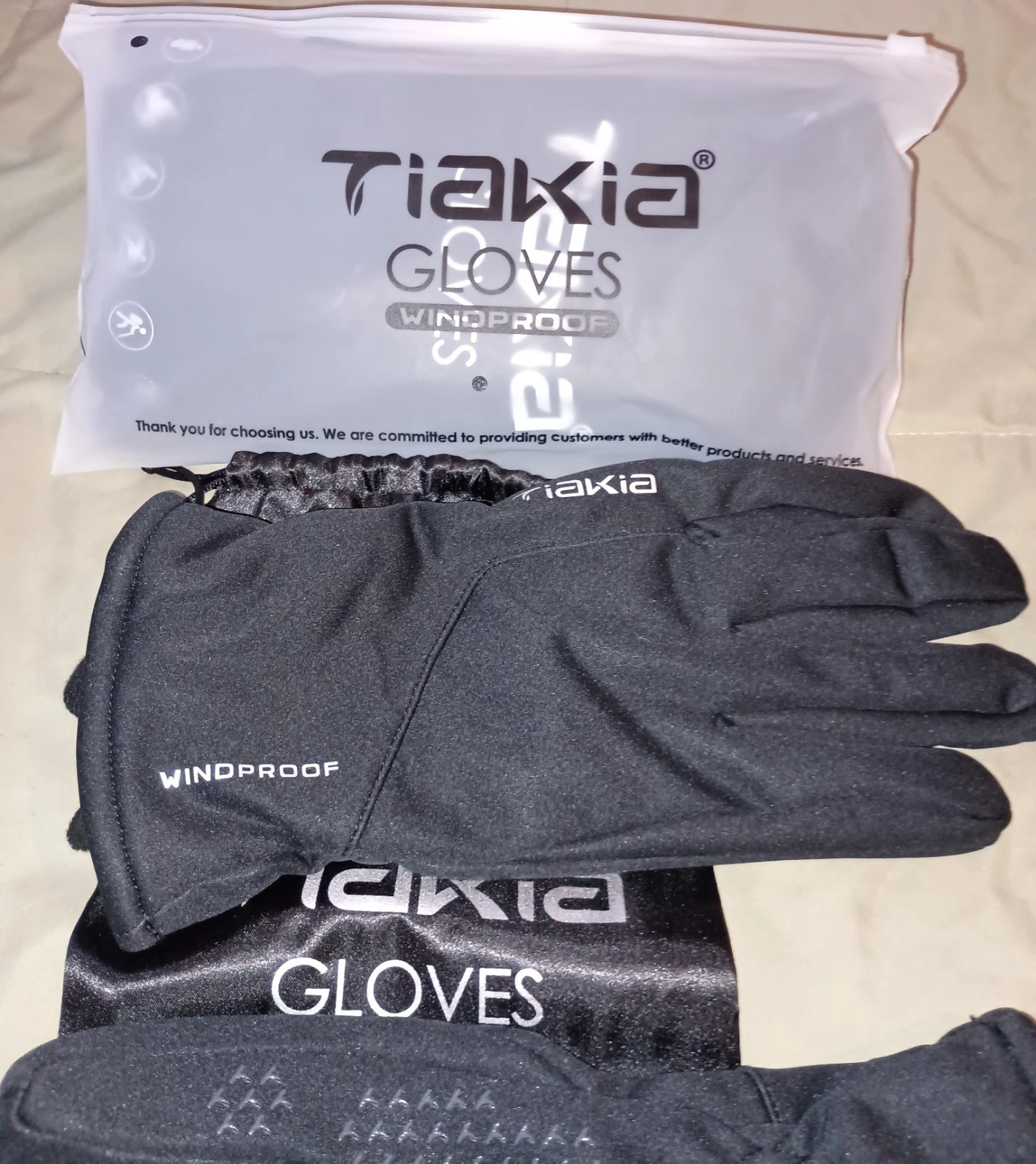 Gloves For Mens TIAKIA Winter Gloves For Bikers Snow Hiking,Black, Size XL