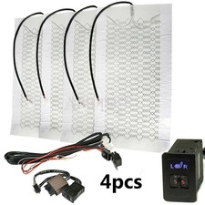 4pcs Universal Car Seat Carbon Fiber Heated Cushion Seat Heater Pad Switch Kit