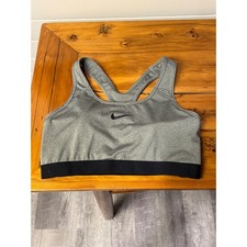 Nike Pro Dri Fit Sports Bra Gray Racerback Medium Support Activewear Size Large