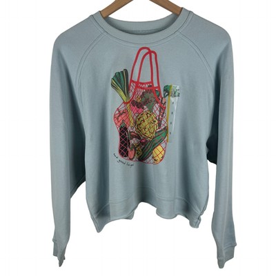 Grayson/Threads Women's Blue 'Eat Good Feel Good' Graphic Sweatshirt Size Small