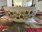 Vintage Pyrex Spring Blossom 404 Avocado Green on White Bowl 4Qt