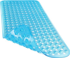 Non Slip Bath Mat, Super Strong Suction Cups,34.5"X15.5"Long Tub Mat with Drain