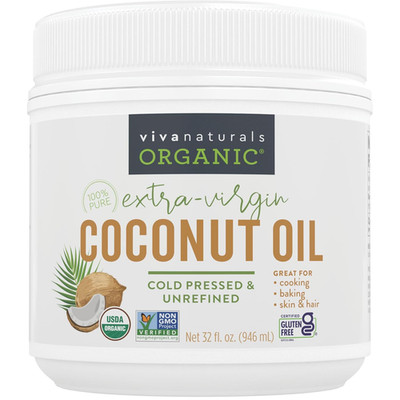 Organic Coconut Oil, 32 Fl Oz   Unrefined, Cold-Pressed Extra Virgin Coconut Oil