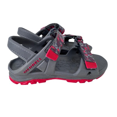 Merrell Hydro Drift Sandals Boy's US 12 Gray Red Hook & Loop Open Toe MC57951