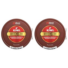 Kiwi Brown Shoe Polish 2.5oz 70g 2 Pack Renews  Protects Leather Shoes Bags