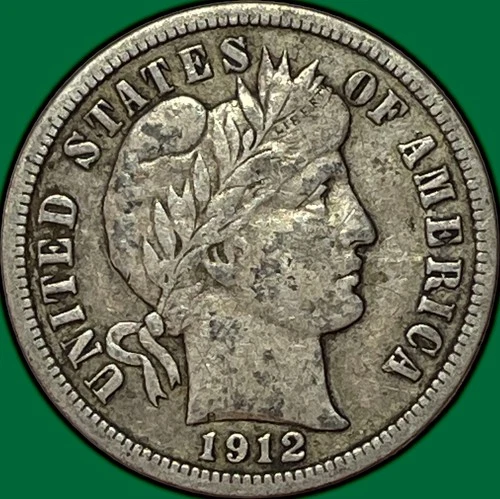 1912 Barber Dime Choice Very Fine VF+ Coin #33927