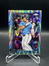 Javier Sanoja 2025 Topps Chrome RC #76 Raywave Refractor Miami Marlins