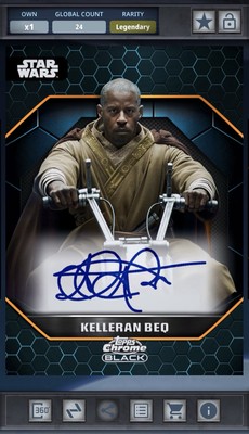 Star Wars Card Trader Chrome Black Light Side Signature Orange 25cc Kelleran Beq