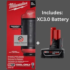 Milwaukee M12 PACKOUT Cordless Bluetooth Jobsite Speaker 2955-20 + XC3.0 Battery