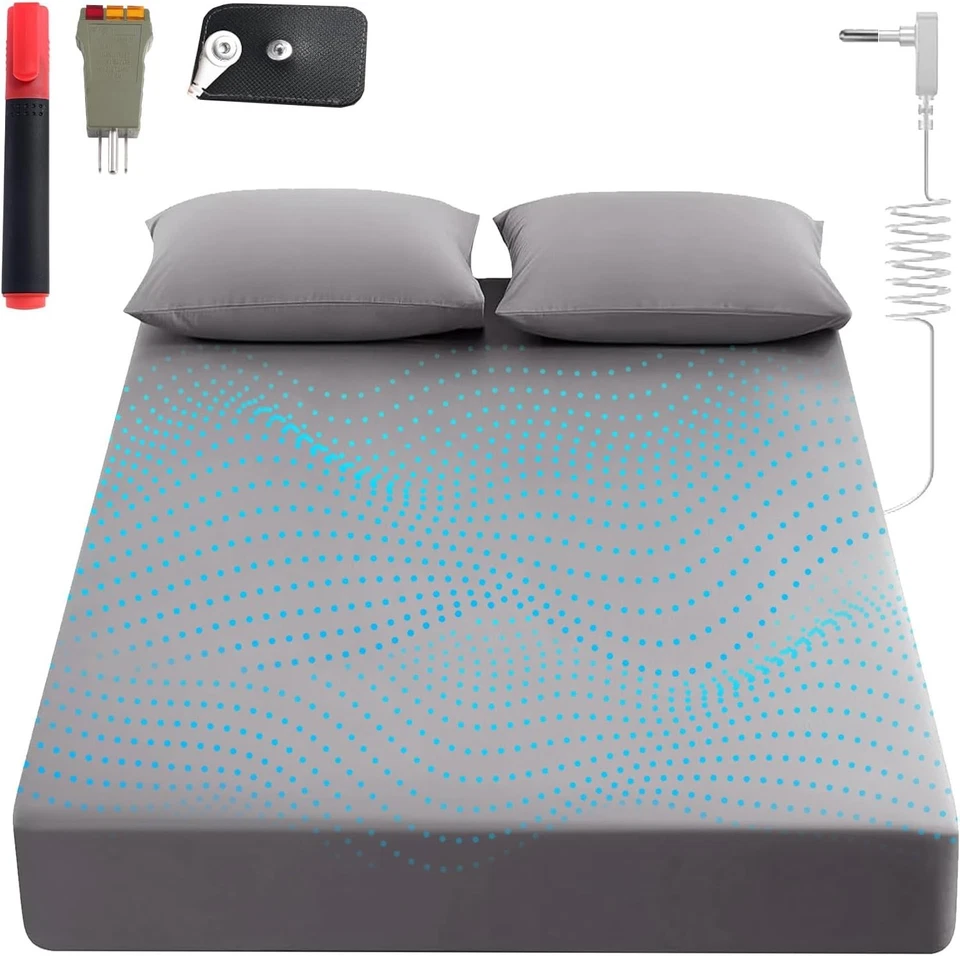 Простыни заземляющие Deep Pocket King из органического хлопка и серебра для оптимального сна - Изображение 3 из 4