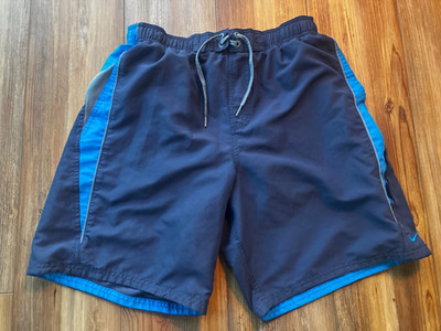NIKE Swim Men s Swim Trunks Shorts Blue Mesh Brief Lined Size Large