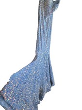 Portia and Scarlett Prom dress Formal Gown Sequins Ice Blue Mermaid Train Size 8