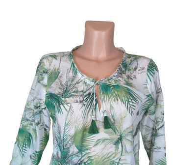 TOMMY BAHAMA Size S Forte Dei Tropical Silk Blend Tunic Top Blouse 3/4 Sleeves