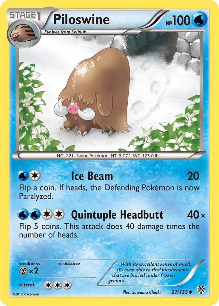 Piloswine (27/135) Uncommon NM PLS Plasma Storm Pokemon TCG