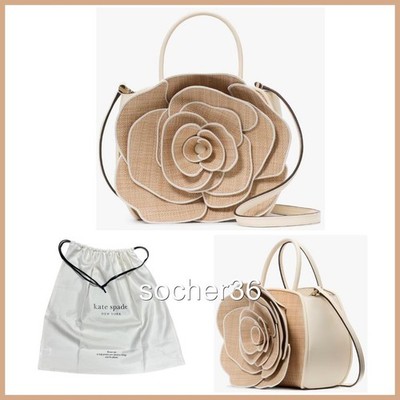 KATE SPADE FLORA ROSE STRAW CROSSBODY W/DUSTBAG FACTORY WRAPPED